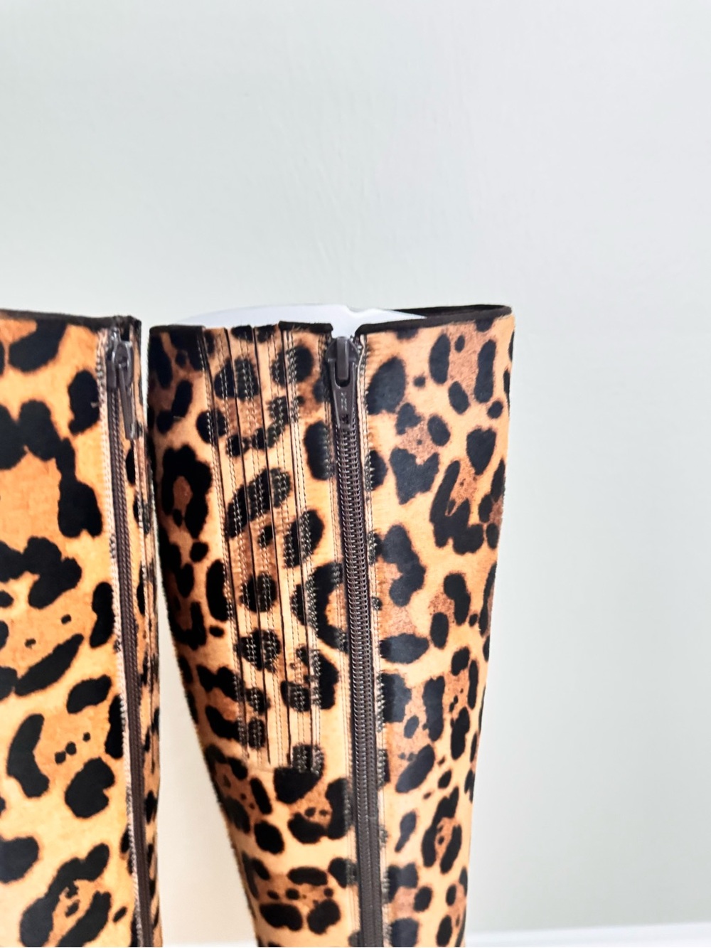 Christian Louboutin Leopard Pony Hair Knee High Boots Red Sole EU 35 - Picture 2 of 12